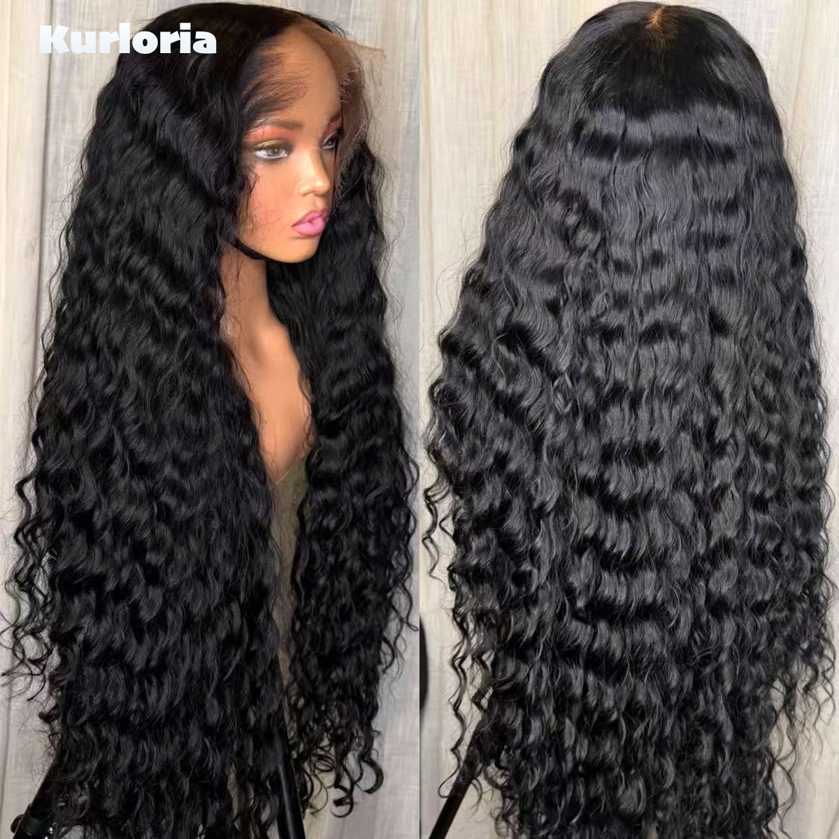 Glueless Wear And Go Human Hair Wig - 500 밀도의 자연스러운 검은색 딥 웨이브