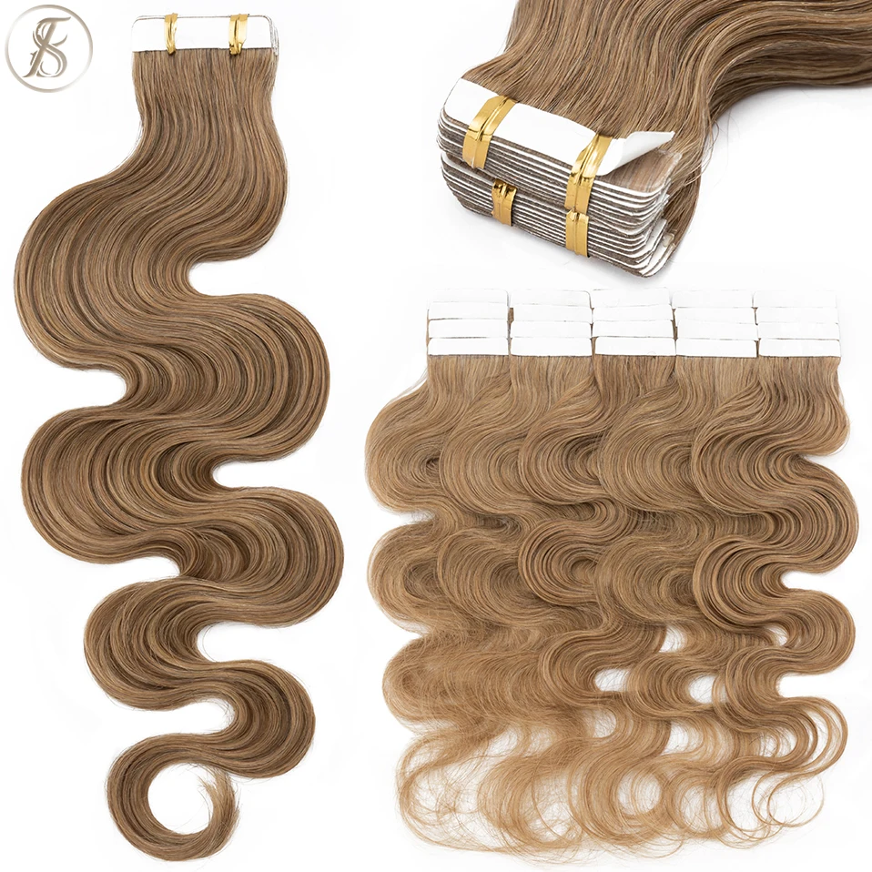 TESS 인모 연장 웨이브 테이프, 내추럴 헤어 익스텐 - Invisible Tape In Extensions Real Hair 리뷰 및 가격