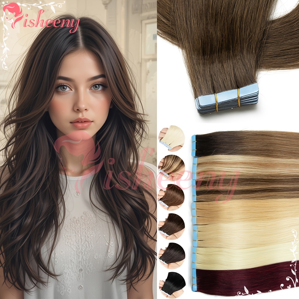 이시니 스트레이트 테이프형 헤어 익스텐션, 천연 인모  - Invisible Tape In Extensions Real Hair 리뷰 및 가격