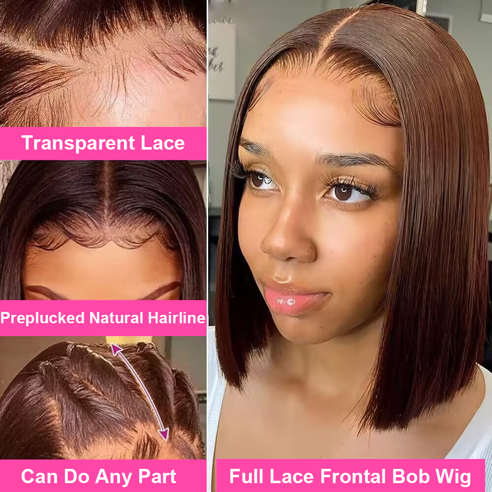스트레이트 보브 레이스 프론트 가발 인모 브라운 13x - Glueless Wear And Go Human Hair Wig 리뷰 및 가격