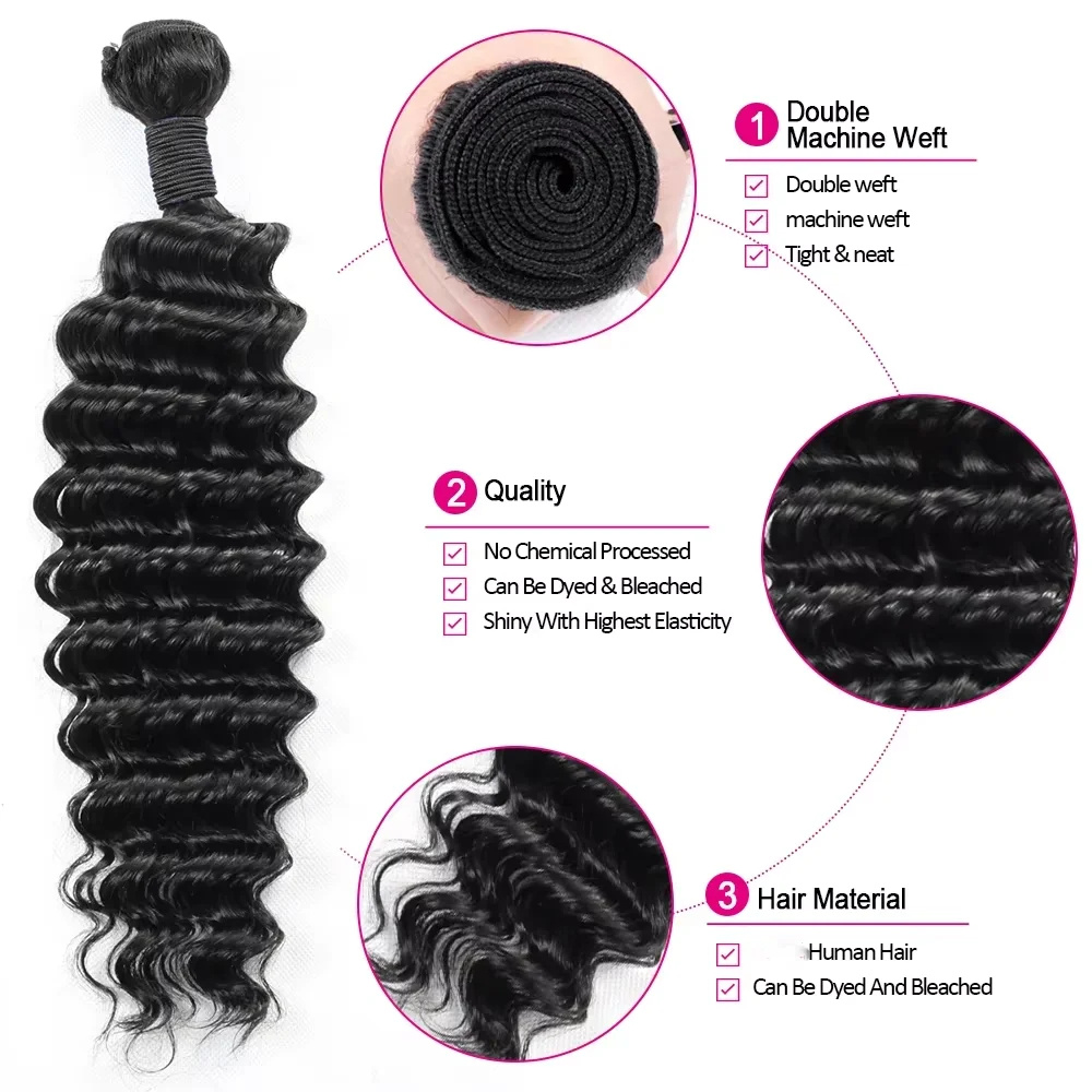 브라질산 버진 헤어 딥 웨이브 딥 컬리 웨이브 번들 퀵 - Deep Wave 3 Bundles With Closure 리뷰 및 가격