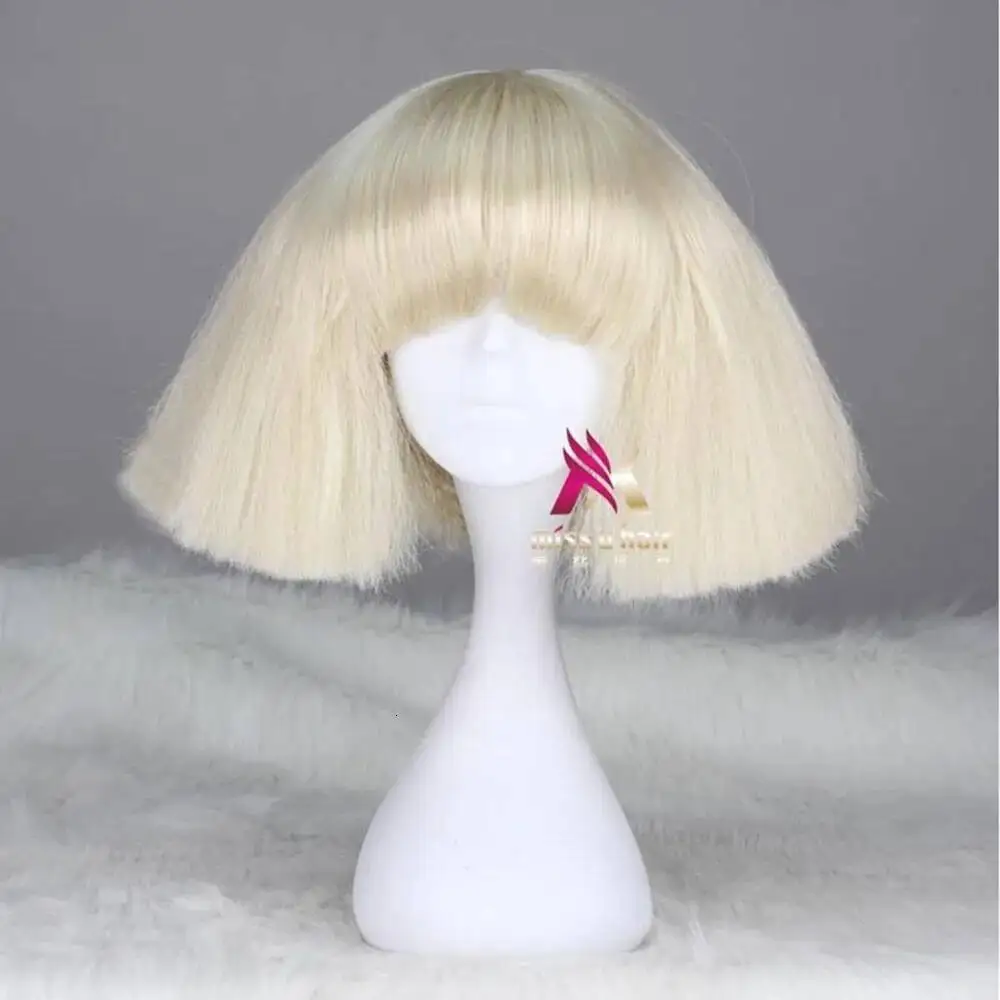 검은색 레이디 가가 가발, 금발과 흰색이 섞인 인조 모 - Synthetic Wigs 리뷰 및 가격